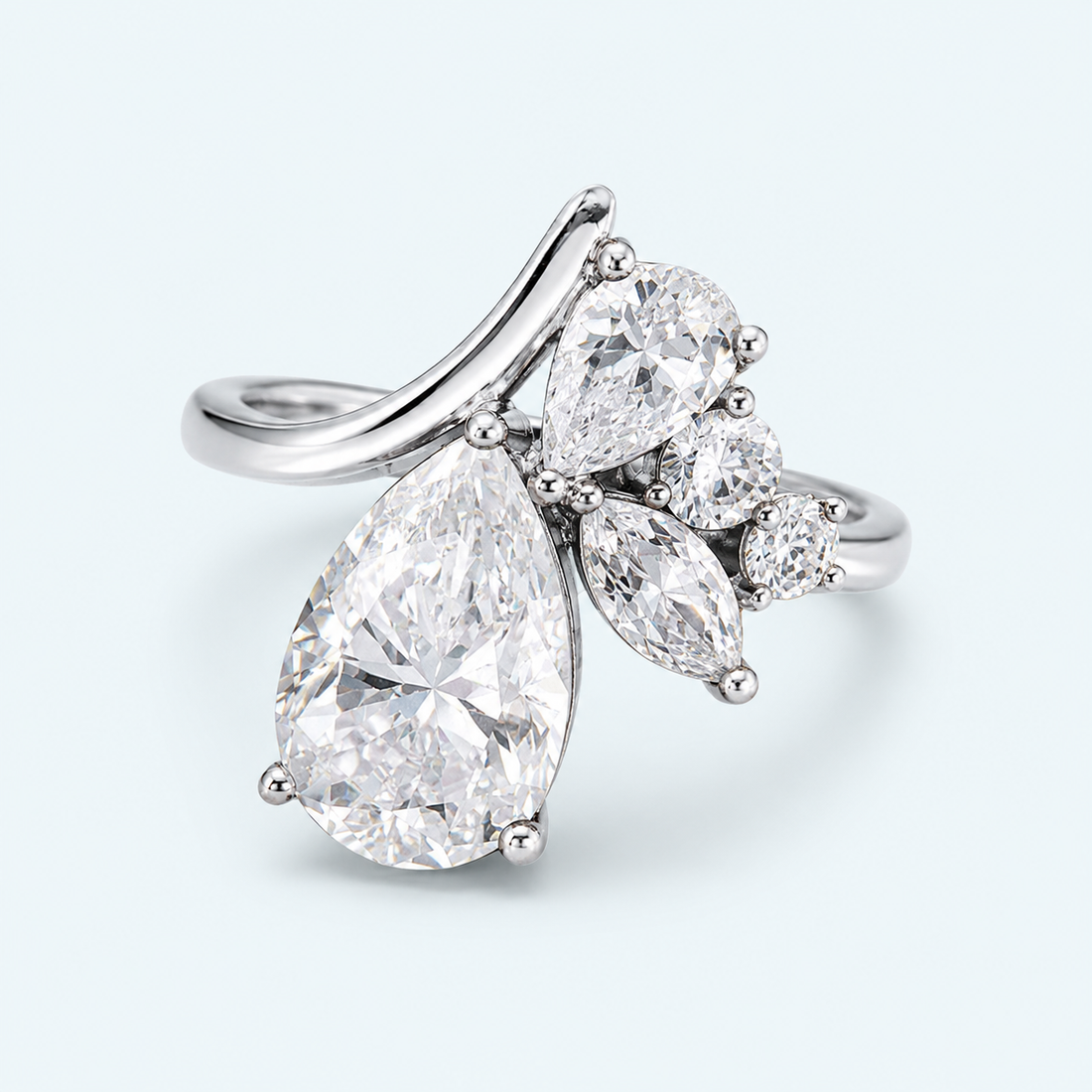 Marchetti Pear Lumière Moissanite Ring