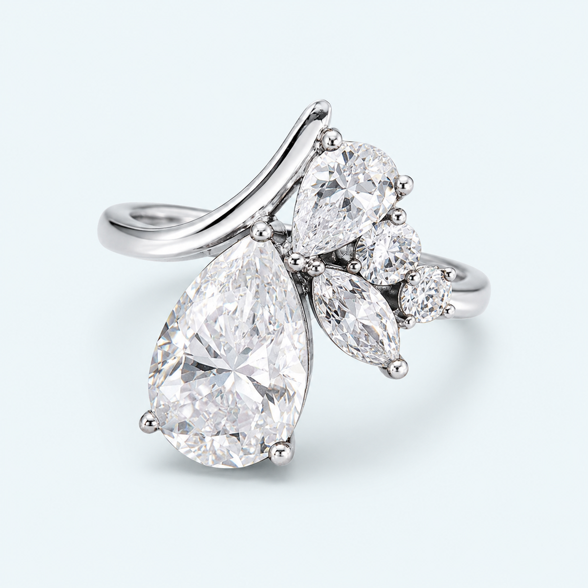 Marchetti Pear Lumière Moissanite Ring
