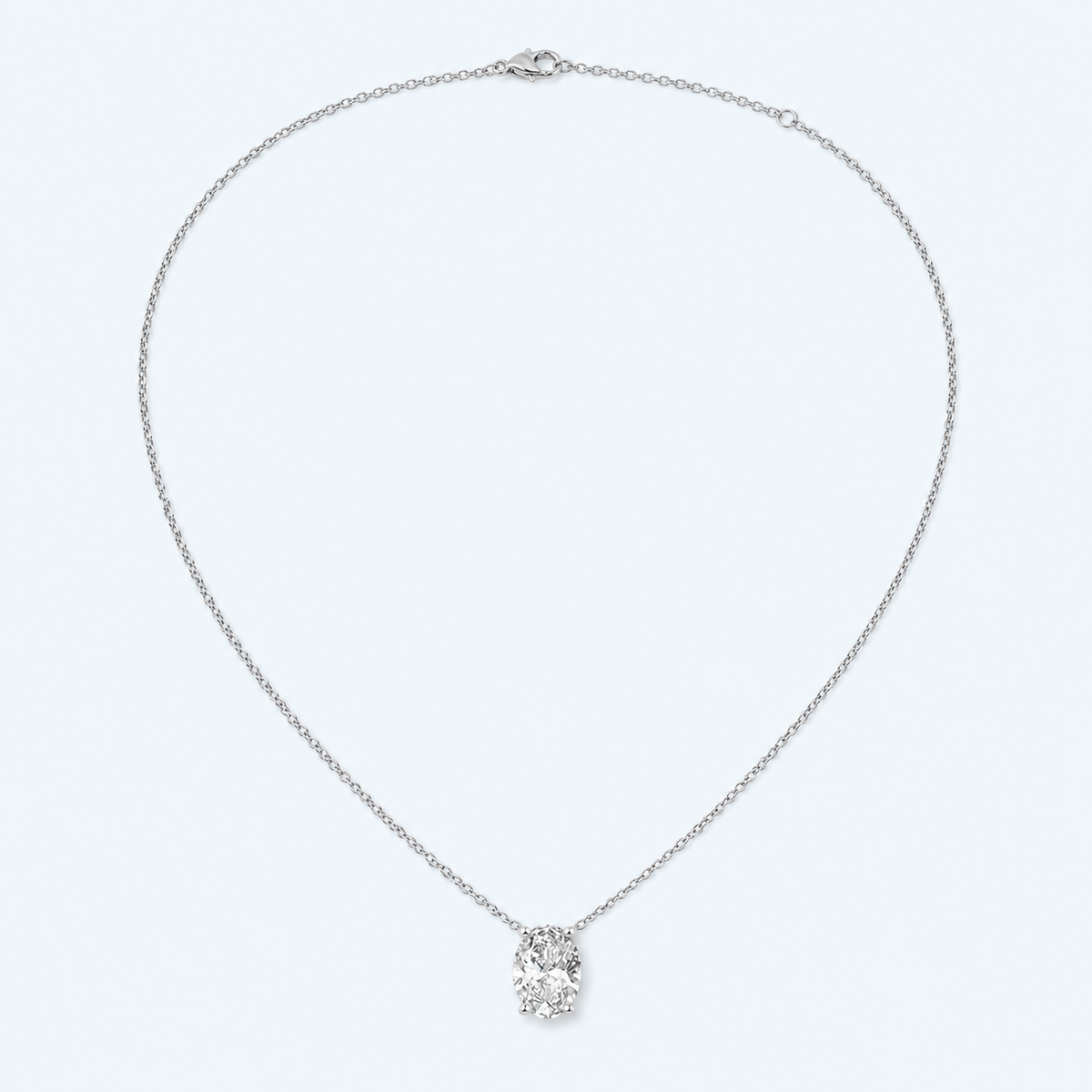 Marchetti Oval Solitaire Moissanite Necklace