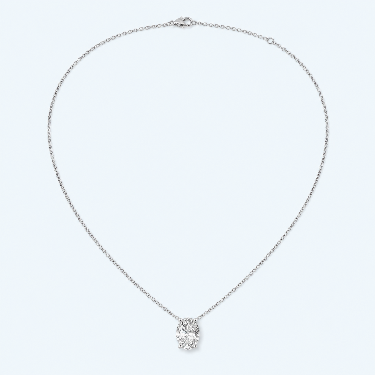 Marchetti Oval Solitaire Moissanite Necklace