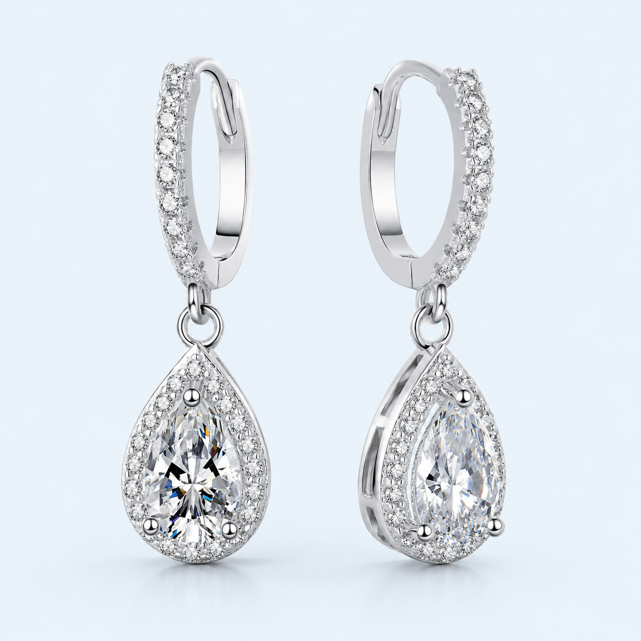 Marchetti Goccia Pear Moissanite Drop Earrings