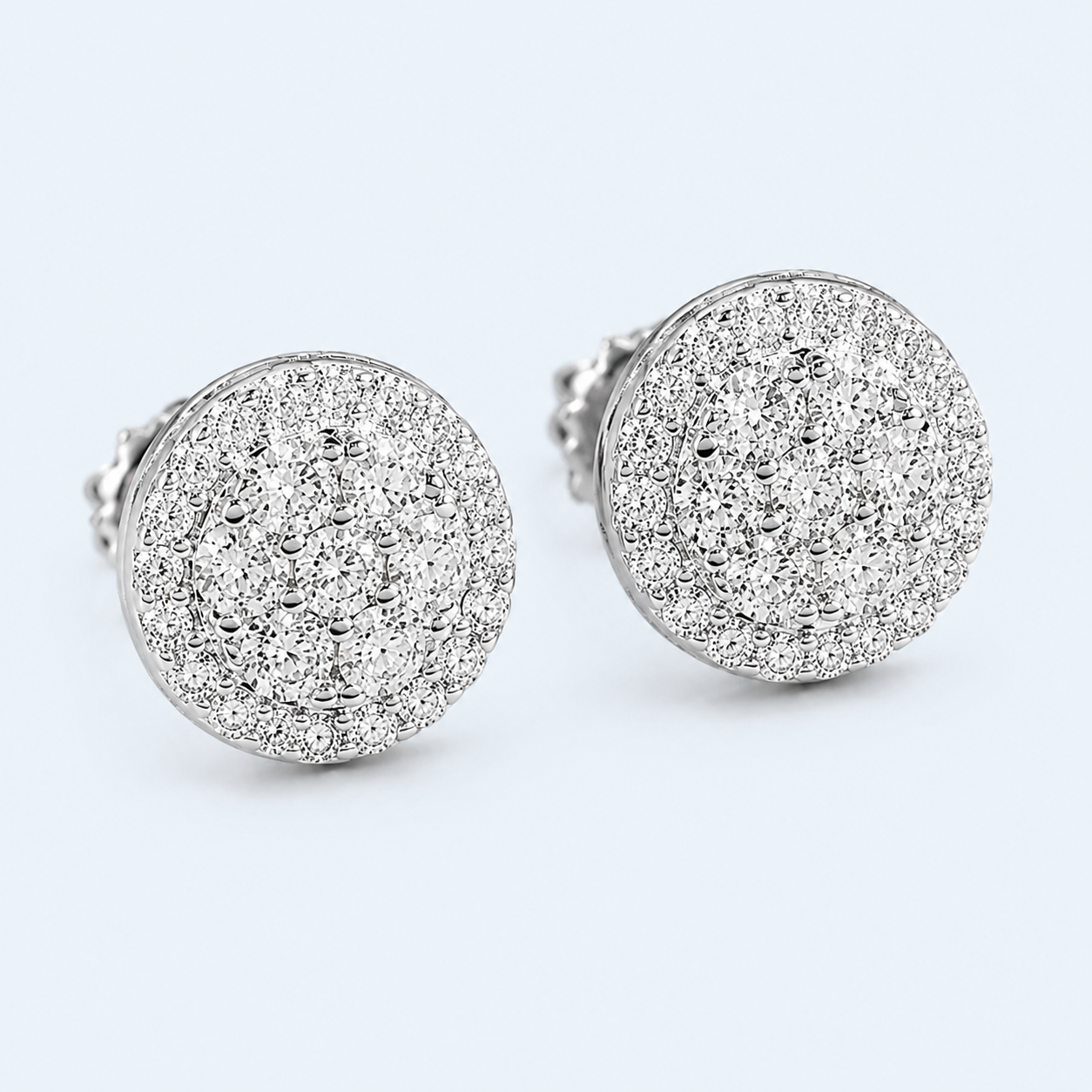 Marchetti Round Pavé Moissanite Stud Earrings