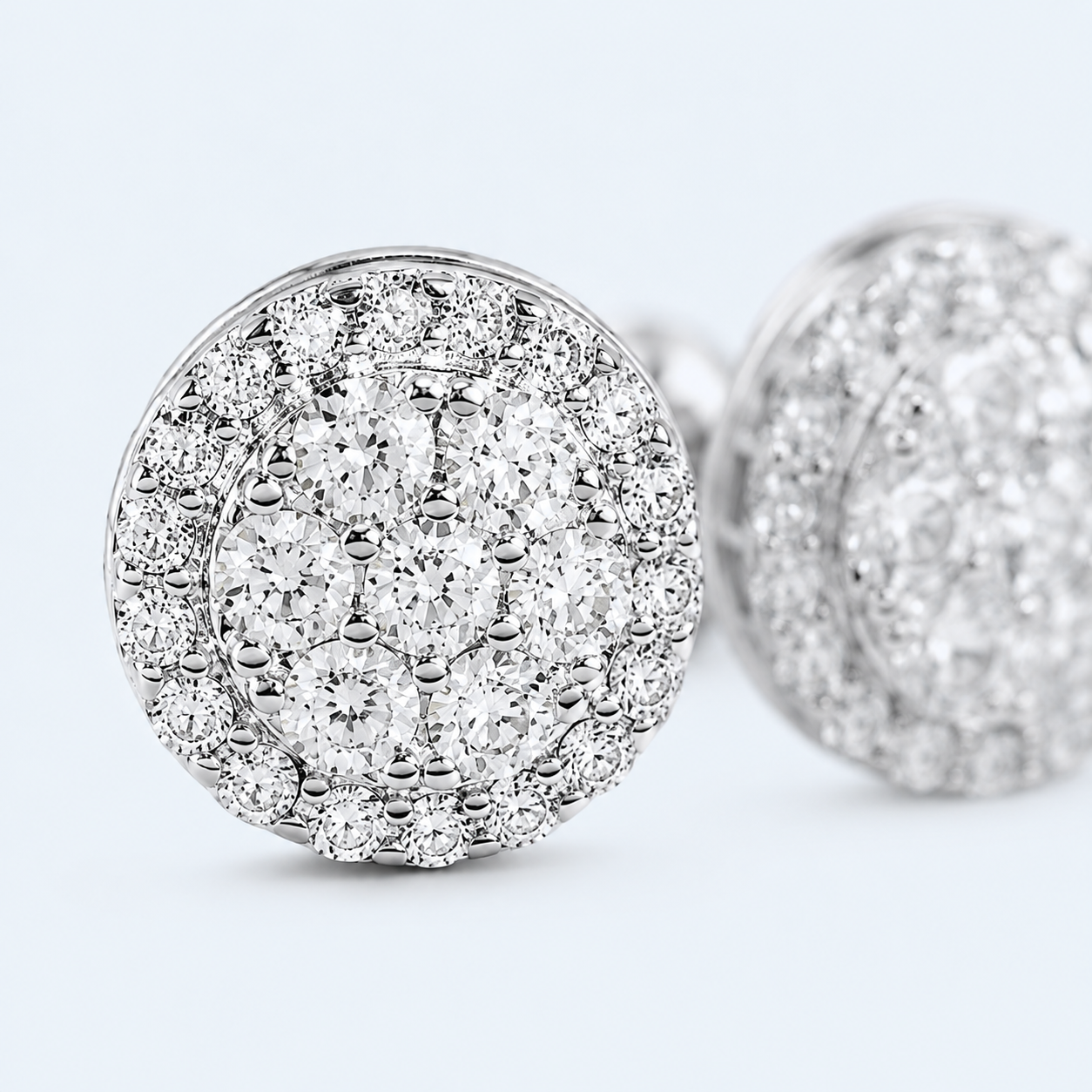 Marchetti Round Pavé Moissanite Stud Earrings