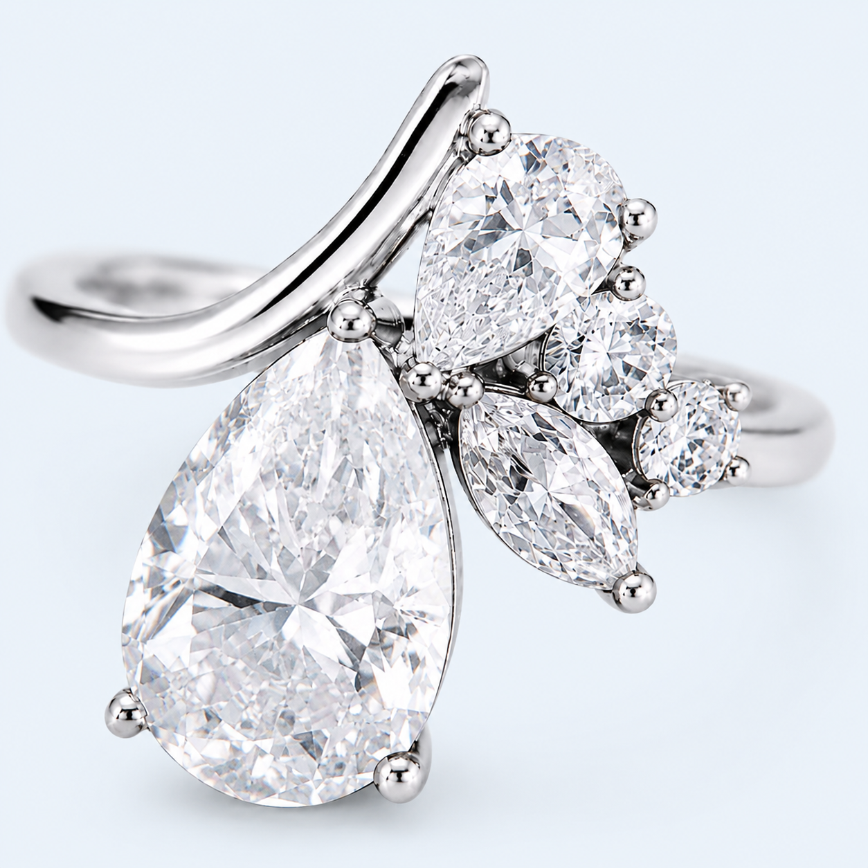 Marchetti Pear Lumière Moissanite Ring
