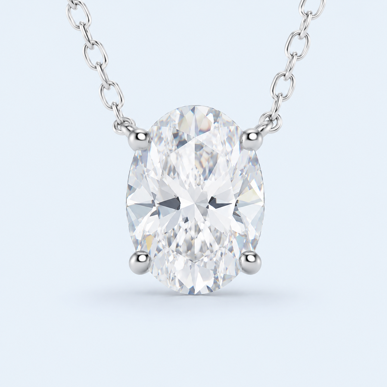 Marchetti Oval Solitaire Moissanite Necklace