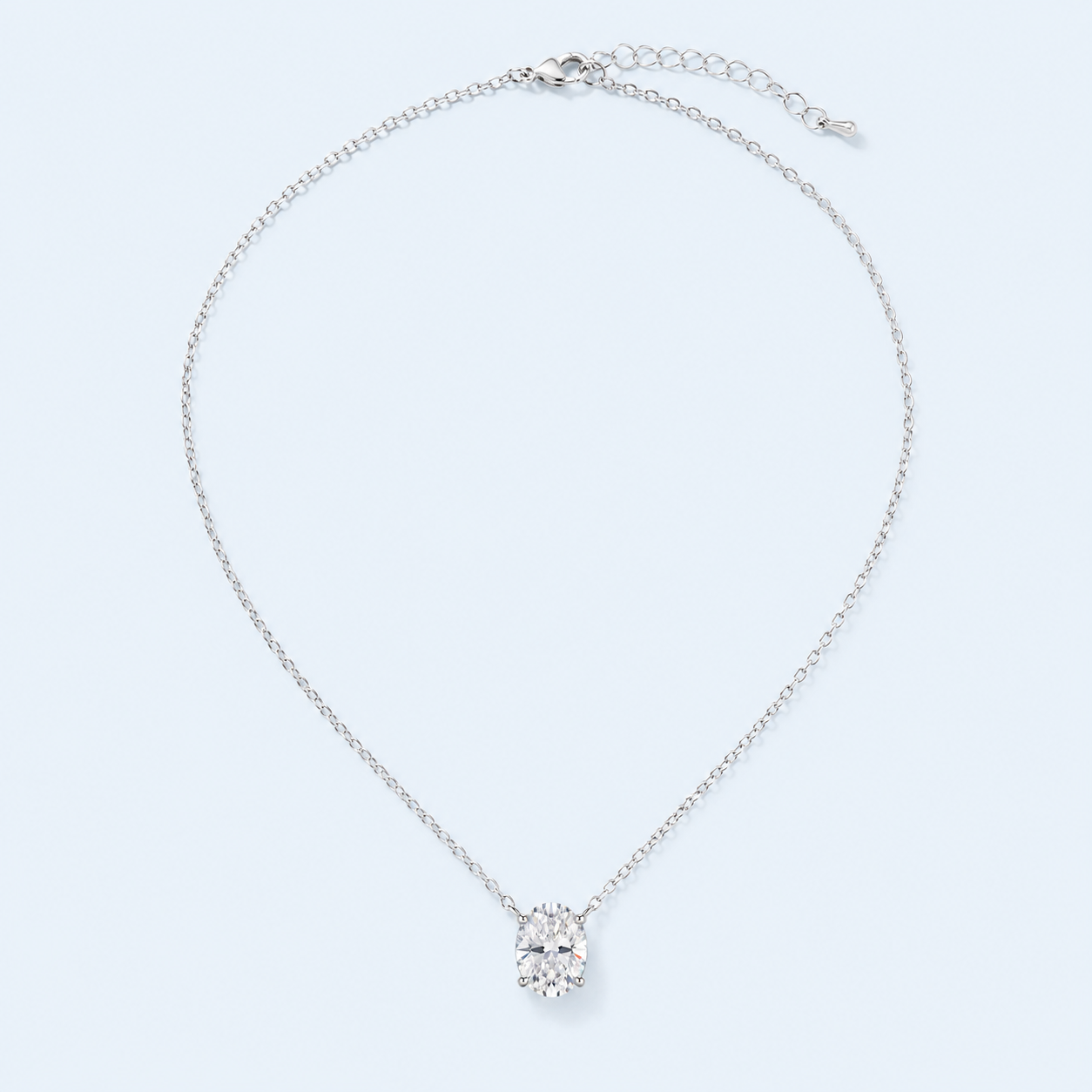 Marchetti Oval Solitaire Moissanite Necklace