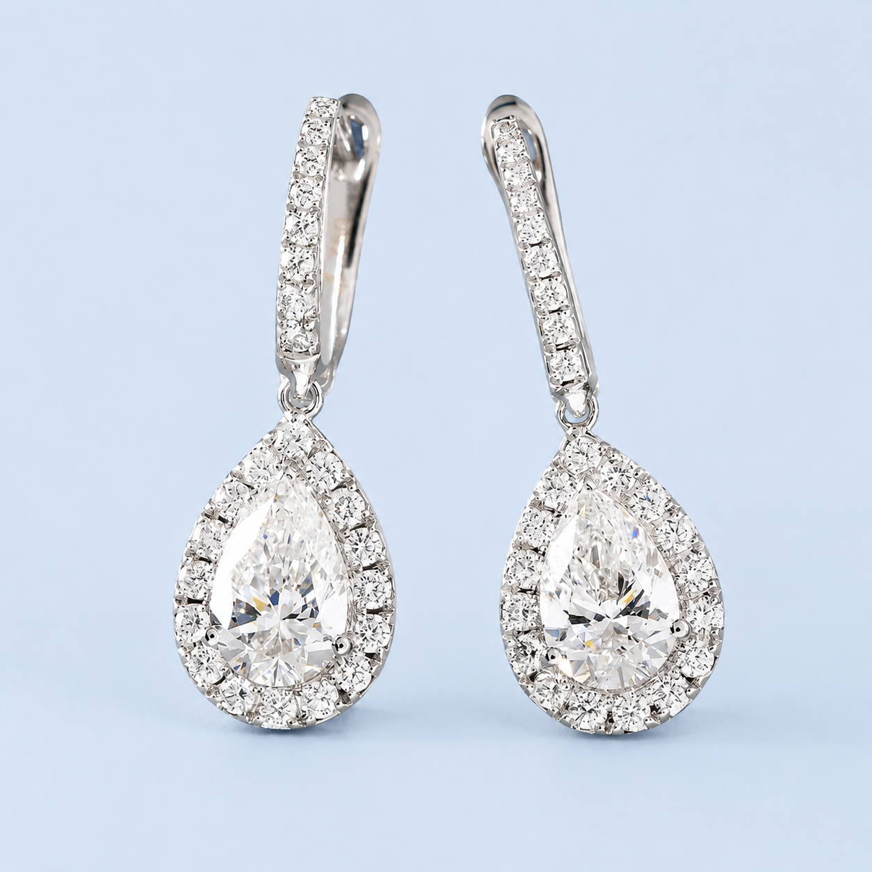 Marchetti Goccia Pear Moissanite Drop Earrings
